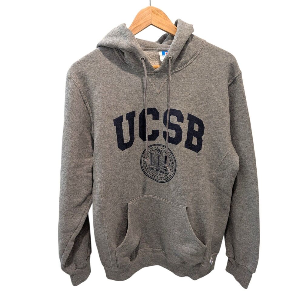 Russell Athletic UCSB Hoodie Gray Santa Barbara College Sweatshirt M NCAA Gaucho